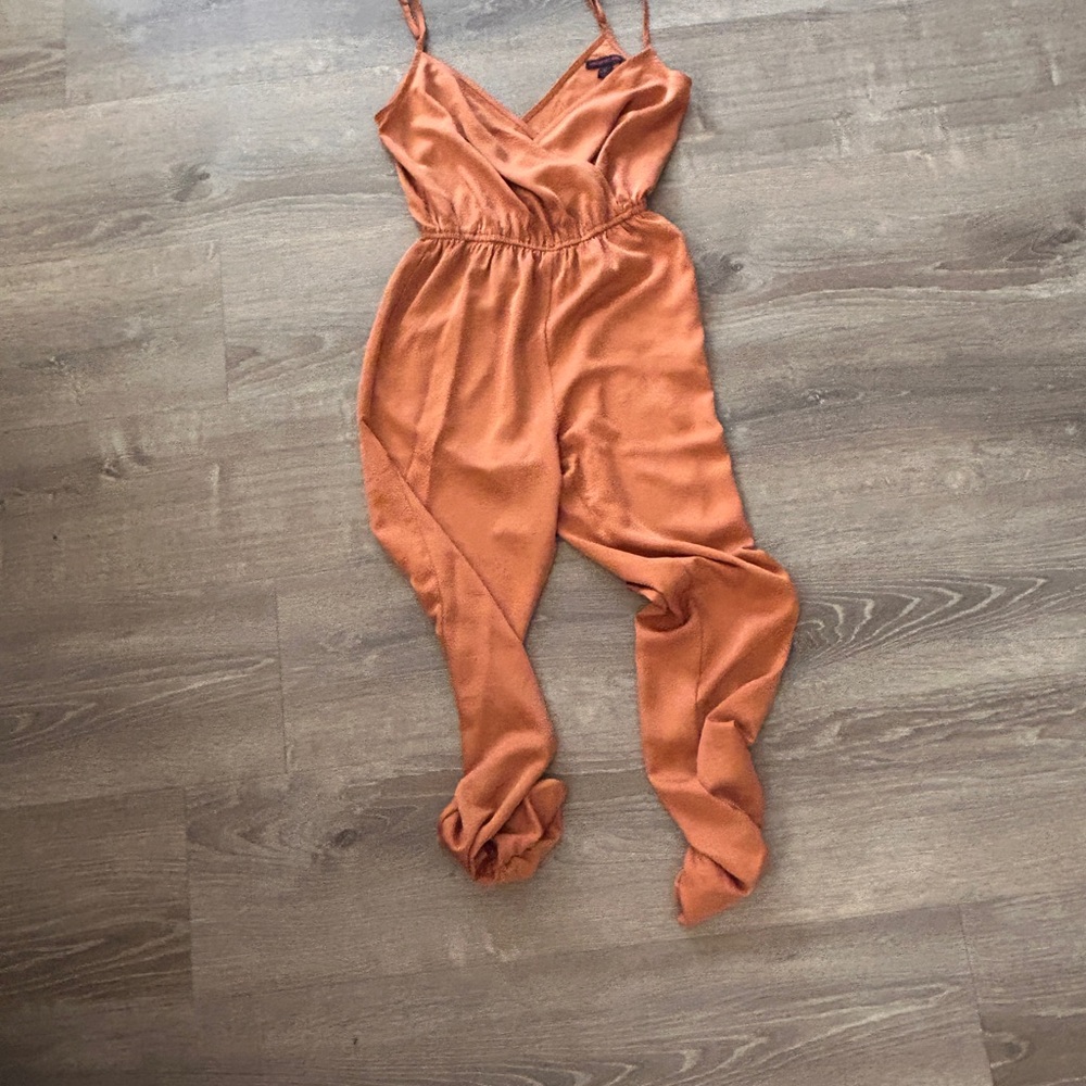 Elegant Satin Jumpsuit in Rust Orange